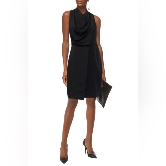 Halston Wrap Effect Draped Crepe and Satin Effect - Picture 1 of 4